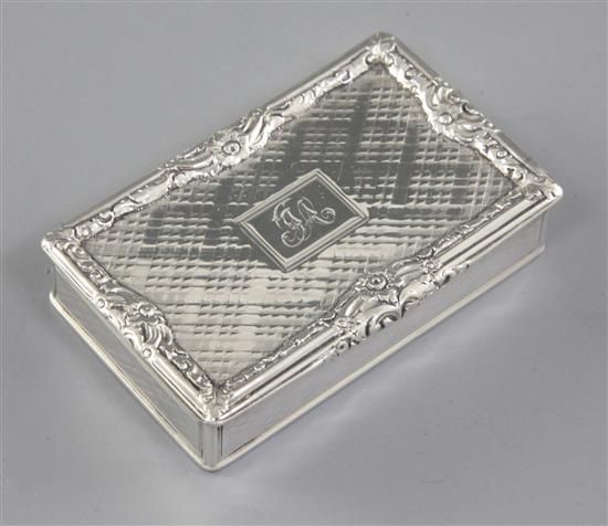 A William IV Scottish silver snuff box, by James Naismith, Length 78mm Weight: 3.5oz/111grms.